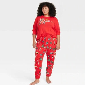 Wondershop Women's Pajamas Love Peace Joy Target Christmas Family Pajama Size 1X